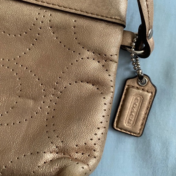 gold COACH wristlet pouch - Picture 3 of 6